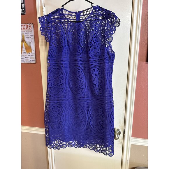 Elie Tahari Plum Lace Fit & Flare Sleeveless Dress Size 16 Elegant Design - Picture 3 of 10